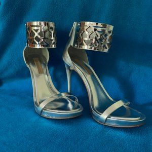 BCBG Silver Ankle Cuff Heels